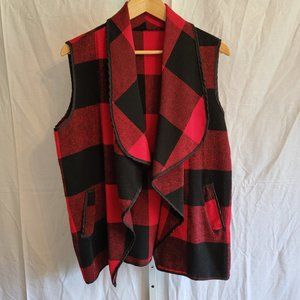Vest Flannel With Pockets Red and Black Plaid Women's Size 2X